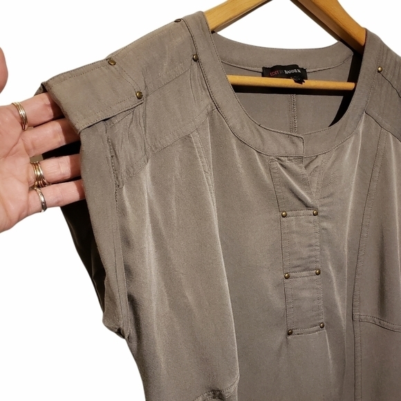 JEANNE BEKER Khaki loose fit Shift Dress SZ 4 - Picture 2 of 9